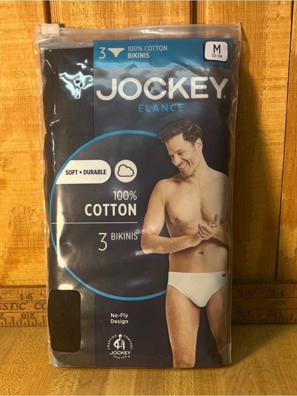 Jockey Elance Men's 3-Pack Cotton Bikinis - Black (M)